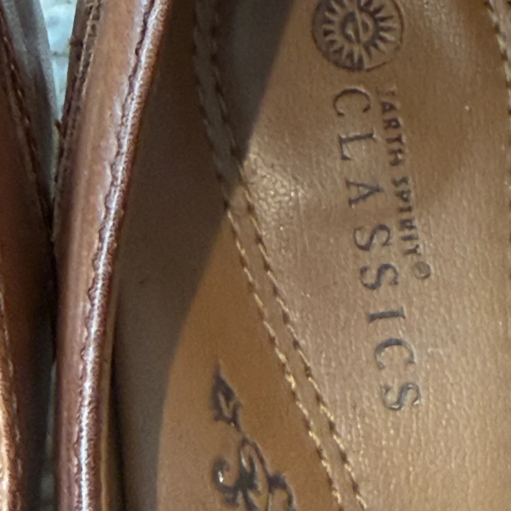 Earth Spirit Tan Leather Mary Jane Comfort Block Heels Size 8 1/2 - Picture 5 of 5